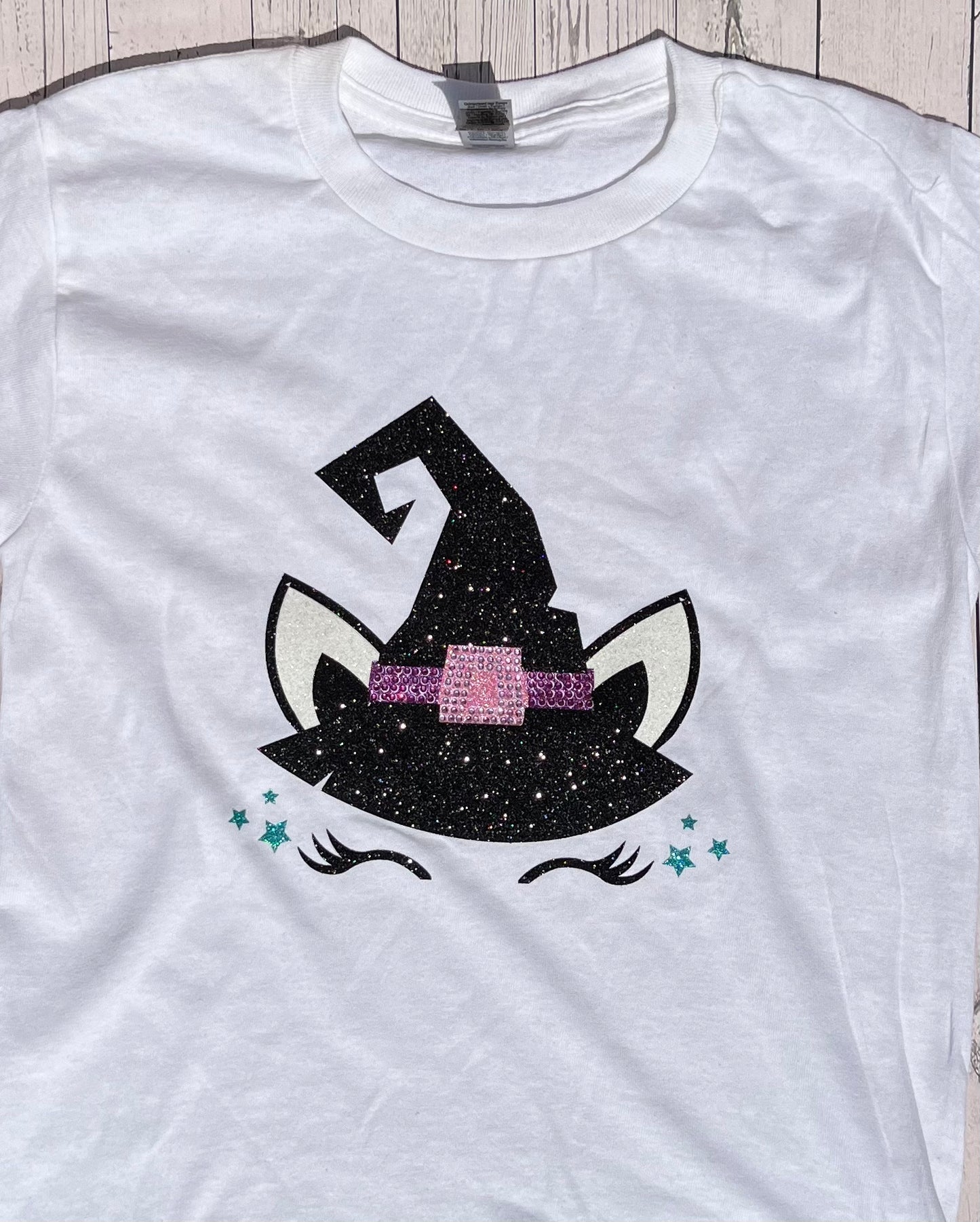 Cute girls Halloween shirt, unique glitter and rhinestone embellished shirt