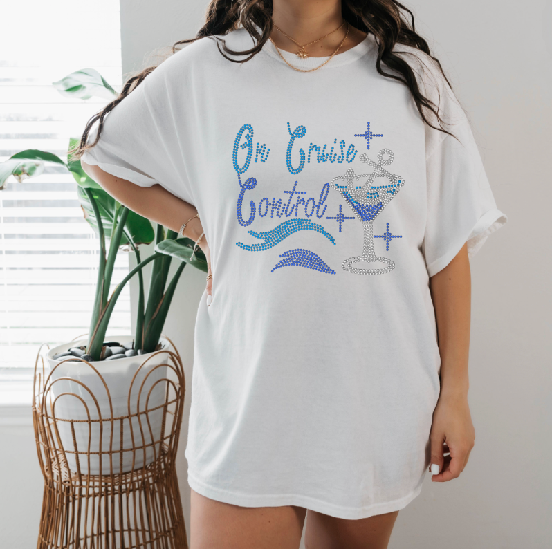 On Cruise Control handmade rhinestone vacation T-Shirt