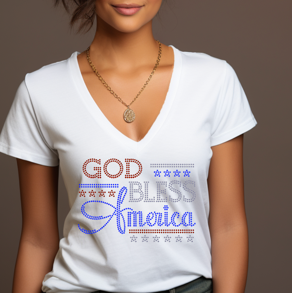 God Bless America Rhinestone T-Shirt