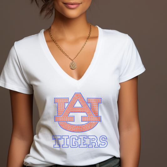 Women's Handmade Auburn University Rhinestone T-Shirt – Sparkling Fan Gear