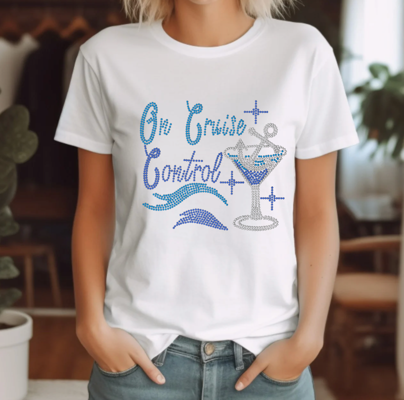 On Cruise Control handmade rhinestone vacation T-Shirt